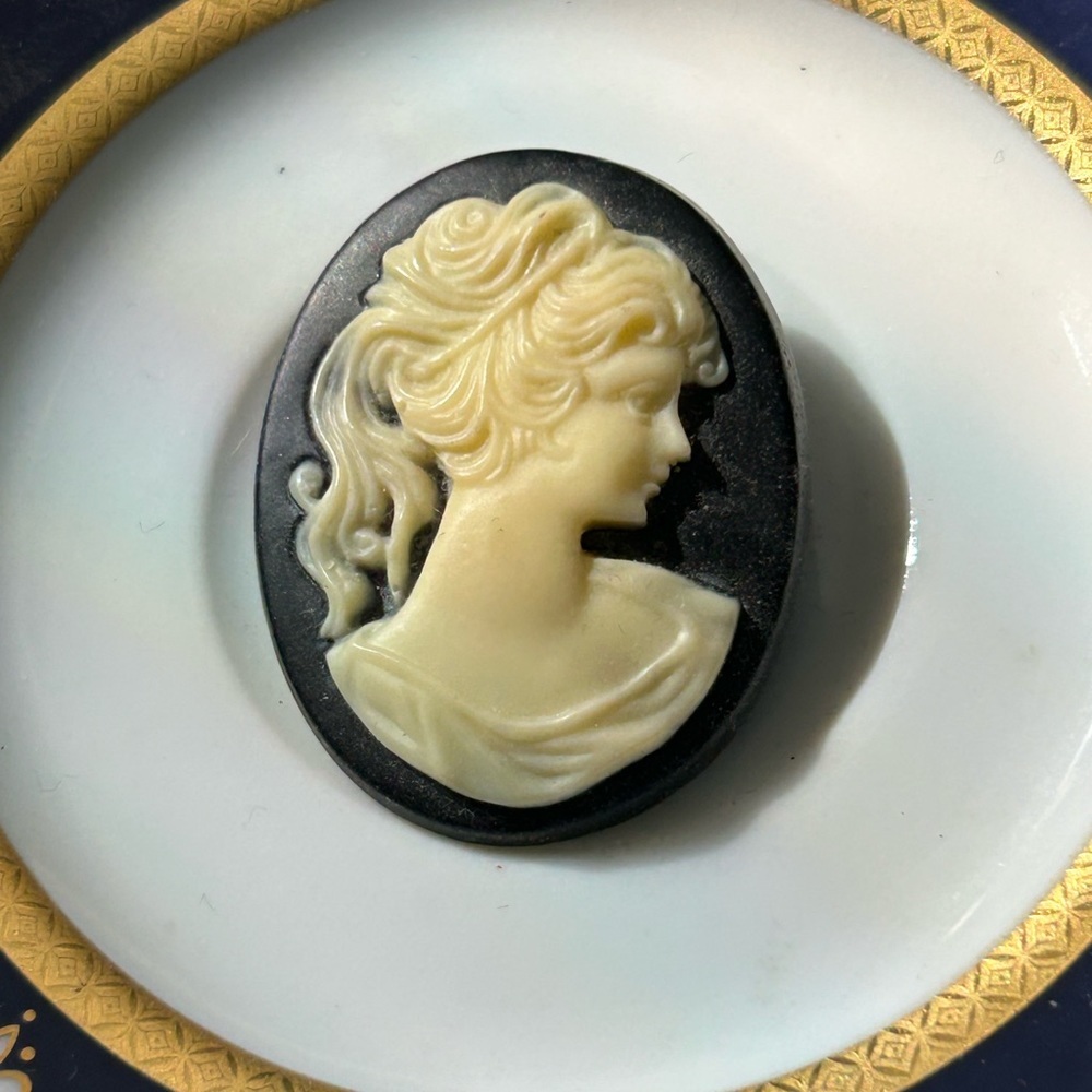 Vintage Black & White Cameo Brooch